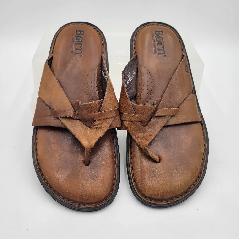 Mens Born Leather Sandals Thong Size 9 M5332 A7